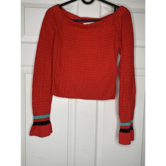 3.1 Phillip Lim Red crew neck Cropped Sweater Top with bell sleeve small - Picture 8 of 8
